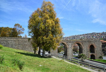 Aqueducts located in Izmir, Turkey, were built during the Byzantine period.