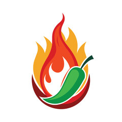  fire and chili icon vector illustration 