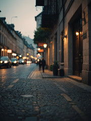 Evening street scene in the city with cars and Generative AI