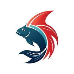 minimalist betta fish logo vector illustration 