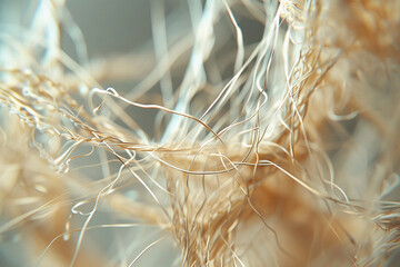 Macro image of a rope under a microscope. Horizontal macro background. Generated by artificial intelligence
