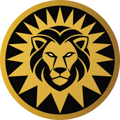 Black Golden Aura Unique regal golden roaring Lion face vector silhouette 