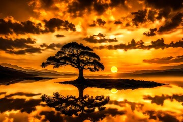 sunset with silhouette