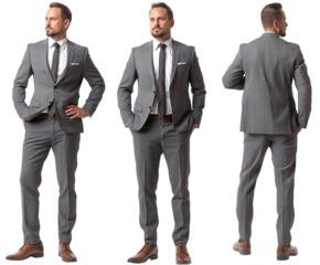Set of business Man with natural face beauty, 25 years old, three side view, cut out