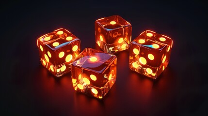 orange glowing dice