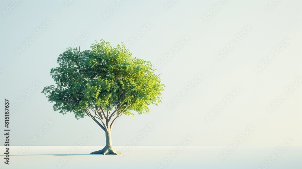 Poster a single tree stands alone against a blank backdrop primed for use as a graphic element to enhance a