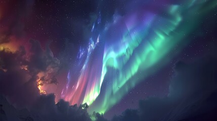 Colorful abstract background. Northern lights in the night sky.