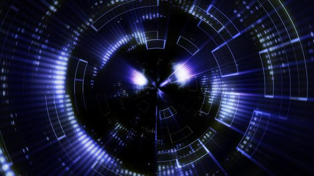 The blue technology space tunnel keeps rotating, the space-time tunnel, and the time machine.