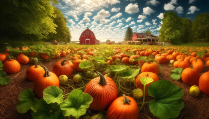 Colorful Harvest: Pumpkins, Green Vines, and Rustic Backdrops