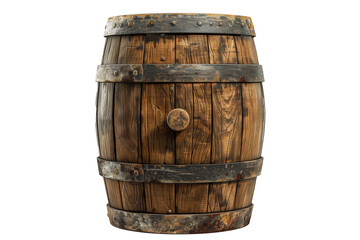 Obraz premium Wooden barrel for alcohol drinks containing isolated on white background