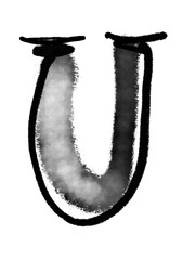 Letter U font handwritten bold ink acrylic watercolor black shape type illustration lettering calligraphy graffiti 