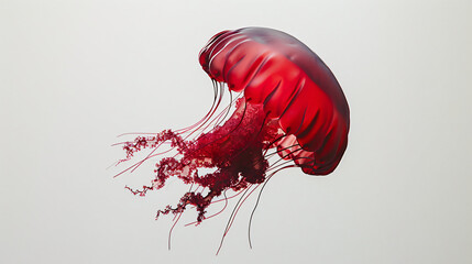 Wobbly single red jelly on white background