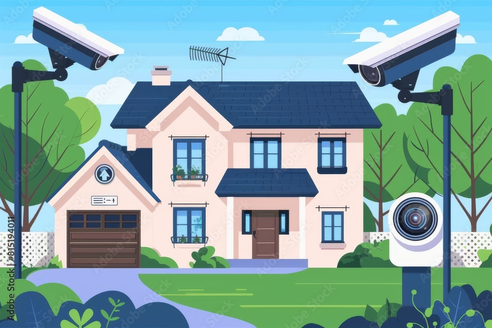 Poster ip camera safety is enhanced by encryption in security systems, where video cameras use vpn for pers