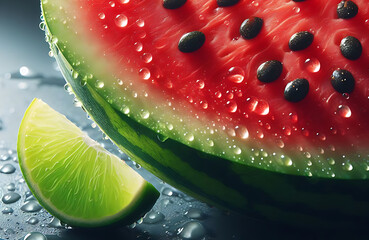 slice of watermelon on a plate,watermelon background,Generative AI