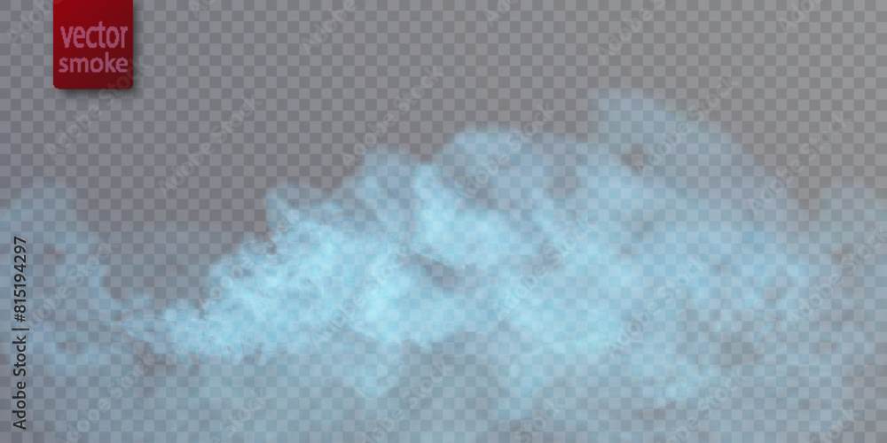 Poster blue transparent nebula vector background. colorful smoke smog on a transparent background. vector