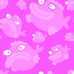 Cartoon sea animals seamless fish pattern for wrapping paper and fabrics