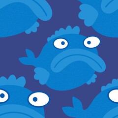 Cartoon sea animals seamless fish pattern for wrapping paper and fabrics