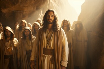 Naklejka premium Jesus Christ, Jesus of Nazareth, Old Testament messiah, Christianity religion Bible, Old Testament Gospels, son of man, lamb of the lord the boy of God, son of David the savior.