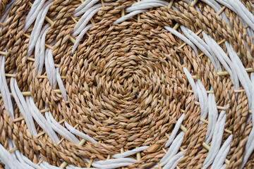 Closeup of decorative straw plate