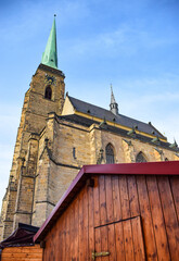 The Cathedral of Saint Bartholomew, Czech Republic at the main city square. It was established simultaneously with the city of Plzen around the year 1295