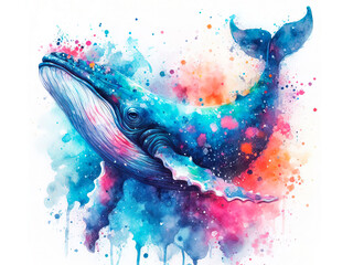 Whale in watercolor