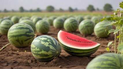 watermelon in the garden