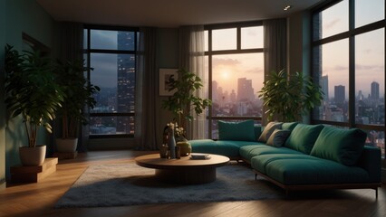 Luxurious living room in an electric style