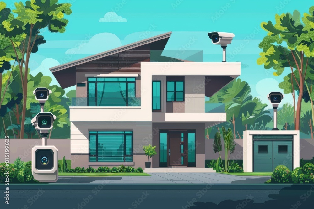 Poster uninterrupted connections in home security systems allow for comprehensive surveillance, managed thr
