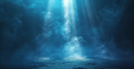 Background of empty dark room with concrete floor