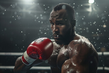 A boxing fight with a cinematic view.