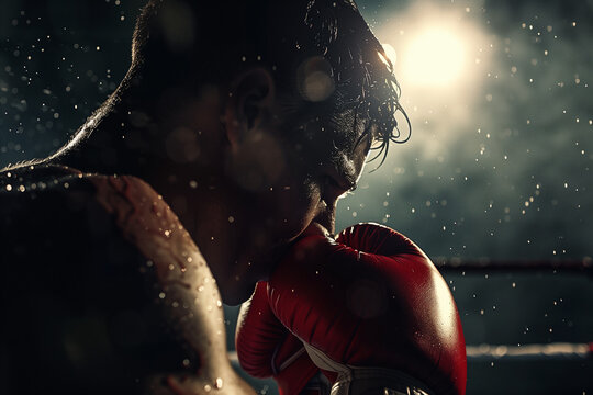 A boxer fighter with a cinematic view.