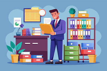 An office manager organizing files