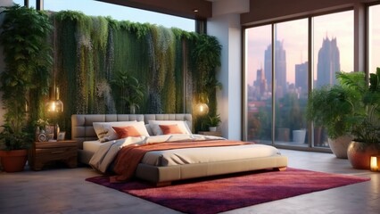 Luxury bedroom in a bright edition