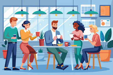Fototapeta premium group of coworkers chatting in the break room