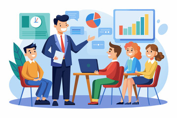 boss giving a presentation to employees
