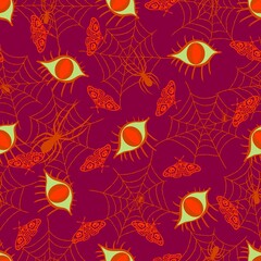 Cartoon Halloween monsters eyes seamless autumn pattern for wrapping paper
