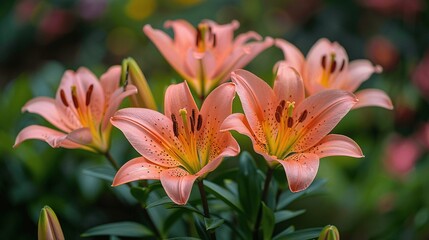 Fototapeta premium A serene lily-filled background, capturing the pure and tranquil essence of these lovely flowers.