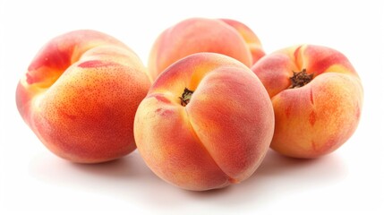 Juicy flat peaches displayed against a clean white backdrop