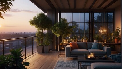 Modern terrace, quiet evening