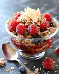 High protein breakfast crumble with fresh fruit
