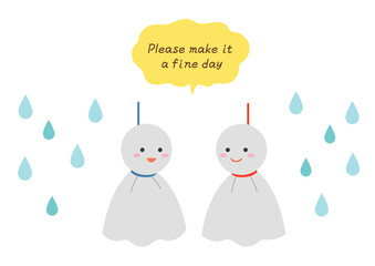 雨とてるてる坊主のイラスト
