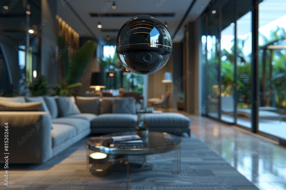 Poster enhancing safety in smart homes with advanced security cameras, featuring user-friendly remote admin