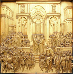 Salomone incontra le regina di Saba; formella della porta del battistero di Firenze