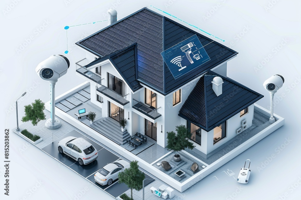 Poster smart homes utilize advanced security cameras with comprehensive wi-fi expansion and user-friendly r