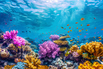 Fototapeta na wymiar Sunlit Splendor of the Great Barrier Reef: Australia's Colorful Coral Ecosystem