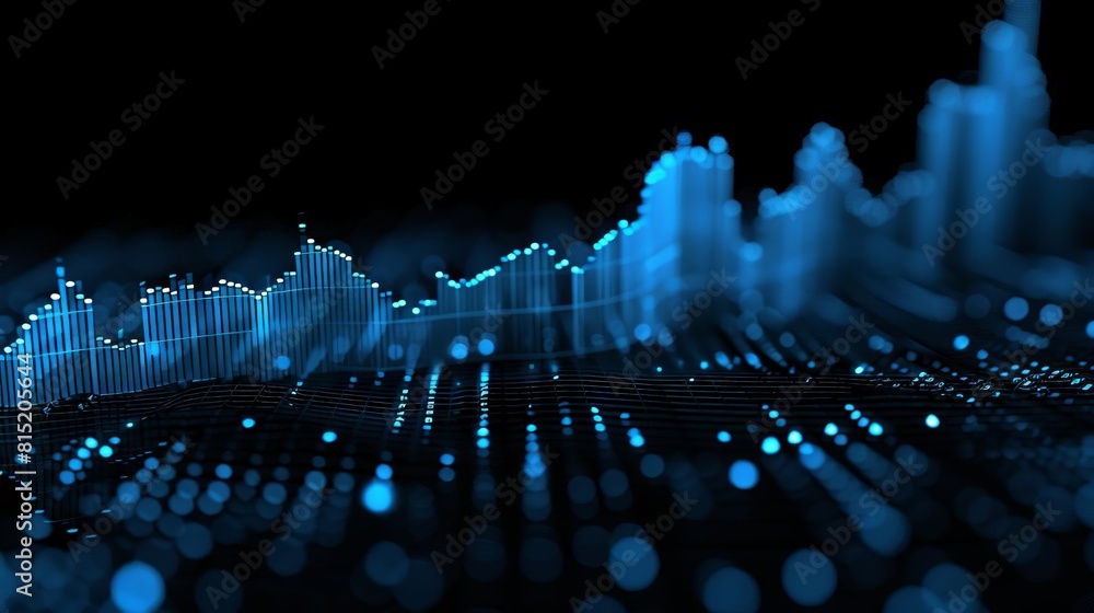 Poster a blue line graph with a lot of dots and lines
