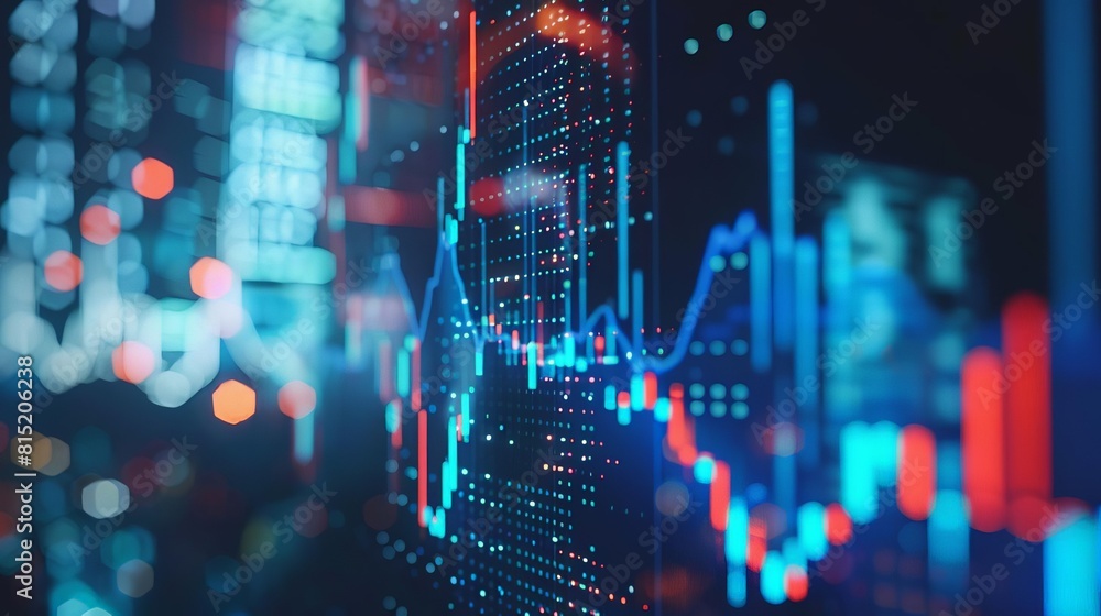 Aufkleber a computer generated image of a stock market with a red line going down