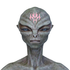 エイリアンの顔　3DCGレンダリング