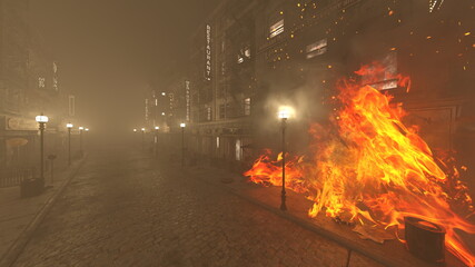 火災現場　3DCGレンダリング