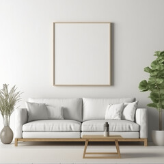 Mockup frame in Scandi living room interior 3d render